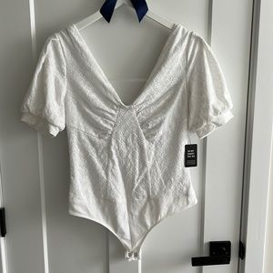 BRAND NEW with tags Express Size M White Thong Bodysuit